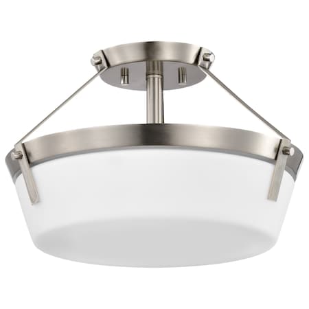 Nuvo Rowen 3-Light Semi Flush Brushed Nickel Etched White Glass 60/7763